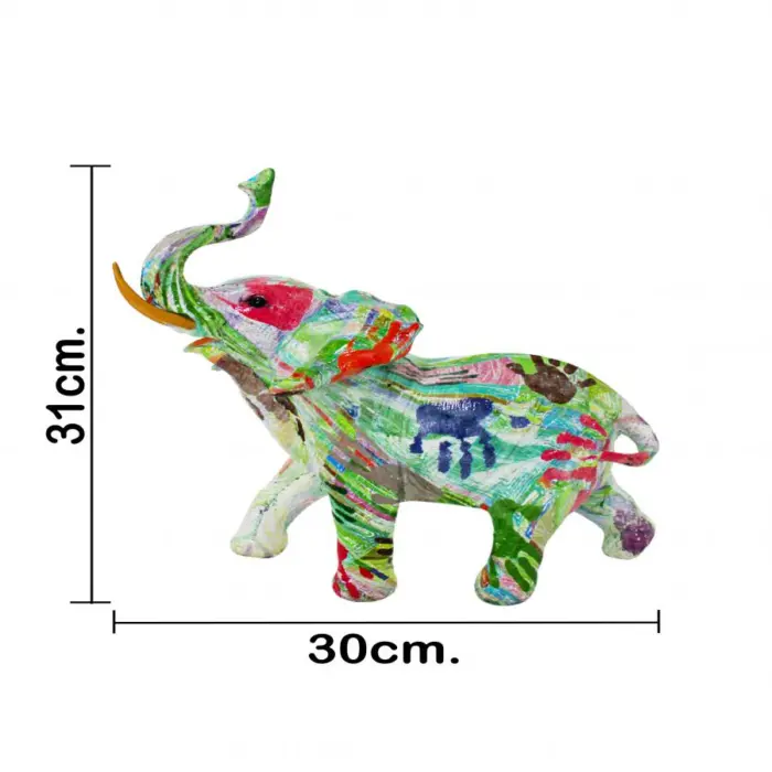 Elefante multicolor de poliresina de 30x16x31cm - Image 4