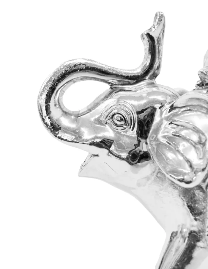 Elefante con Ganesha de poliresina plateada de 15x8x20cm - Image 3