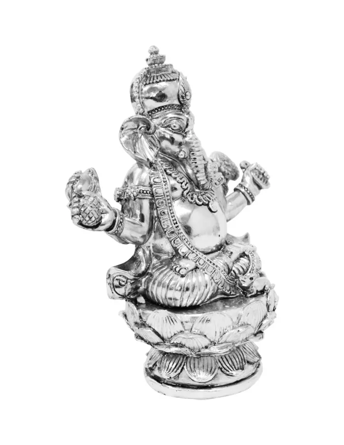 Ganesha de poliresina plateada de 13.5x8.5x17cm - Image 2