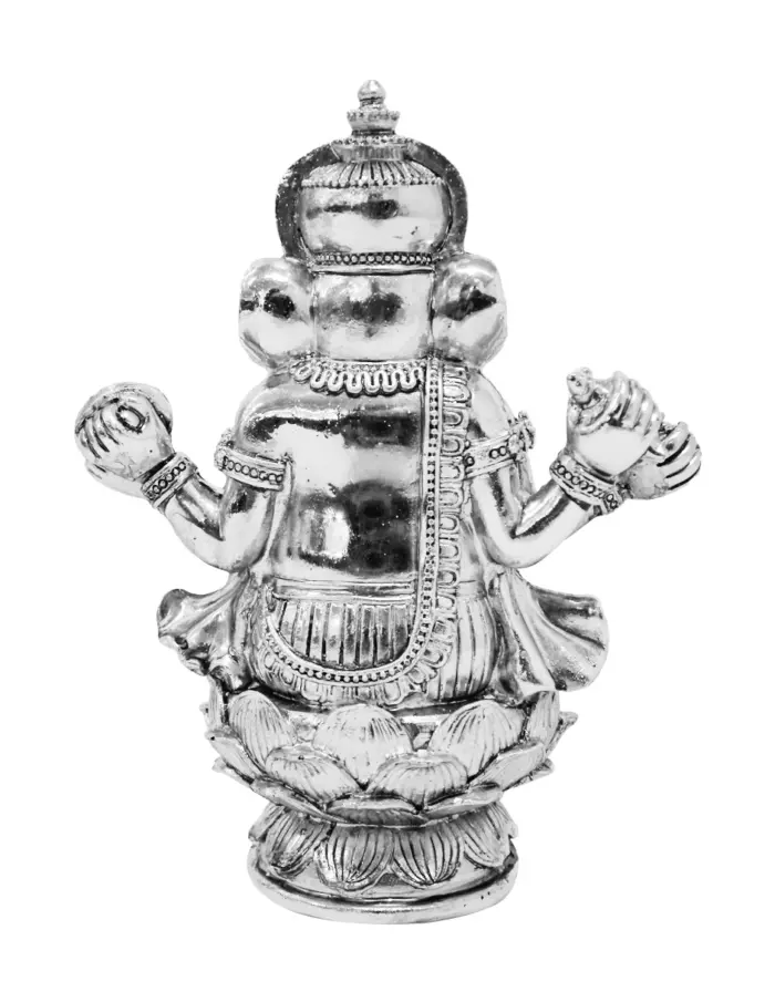 Ganesha de poliresina plateada de 13.5x8.5x17cm - Image 3