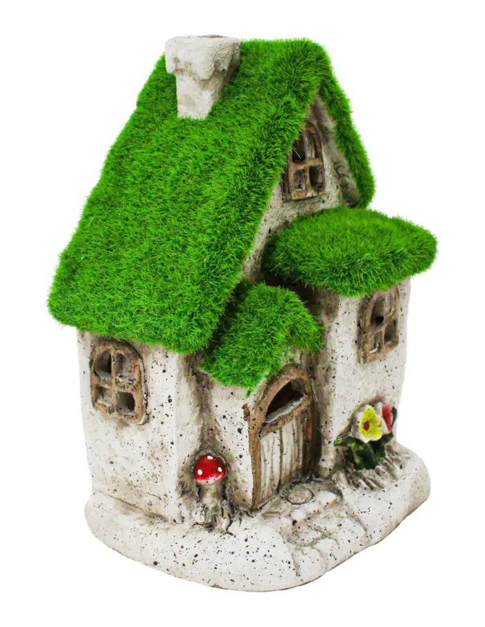 Casa de árbol de poliresina con techo verde de 16.5x14x22.5cm - Image 2