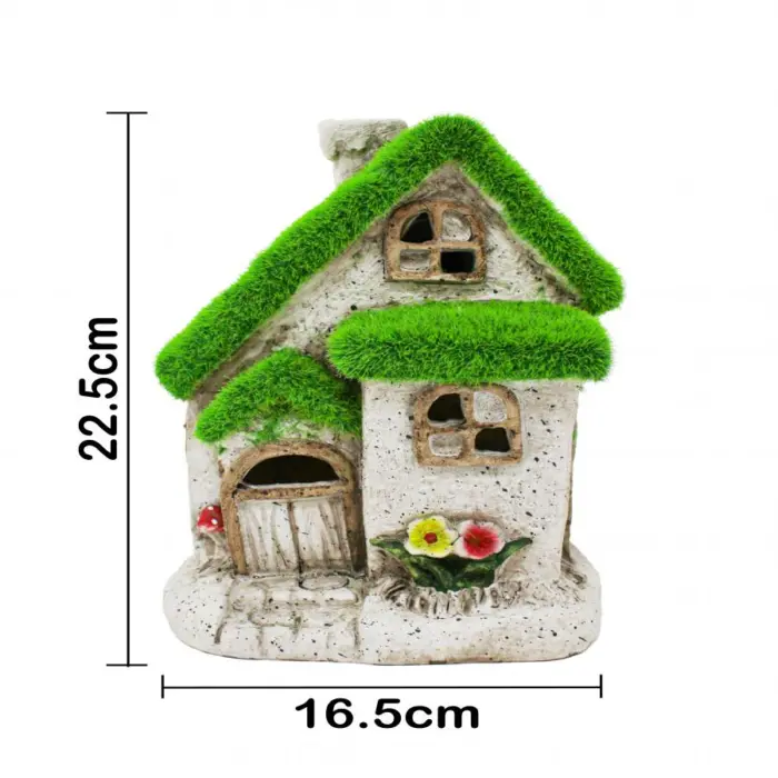 Casa de árbol de poliresina con techo verde de 16.5x14x22.5cm - Image 4