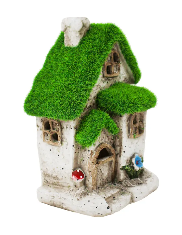 Casa de árbol de poliresina con techo verde de 12.5x11x18.5cm - Image 2