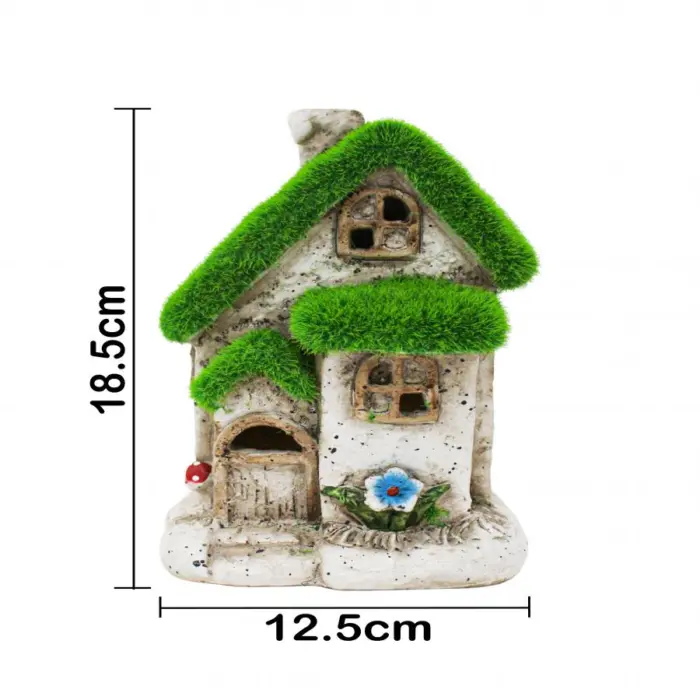Casa de árbol de poliresina con techo verde de 12.5x11x18.5cm - Image 4