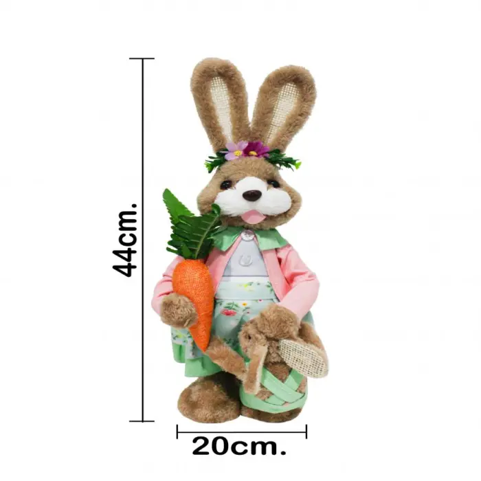 Coneja con hijo vestido de fibras naturales de 20x18x44cm - Image 4