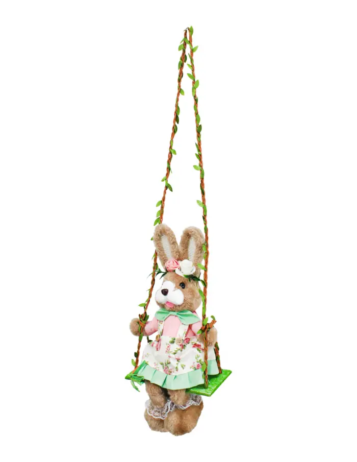 Coneja en columpio vestida de 17x15x66cm - Image 2