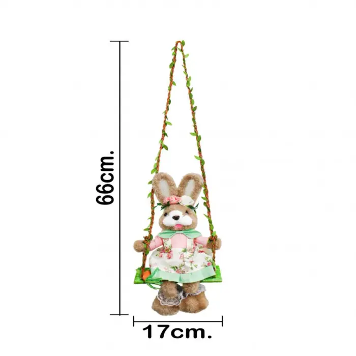 Coneja en columpio vestida de 17x15x66cm - Image 4