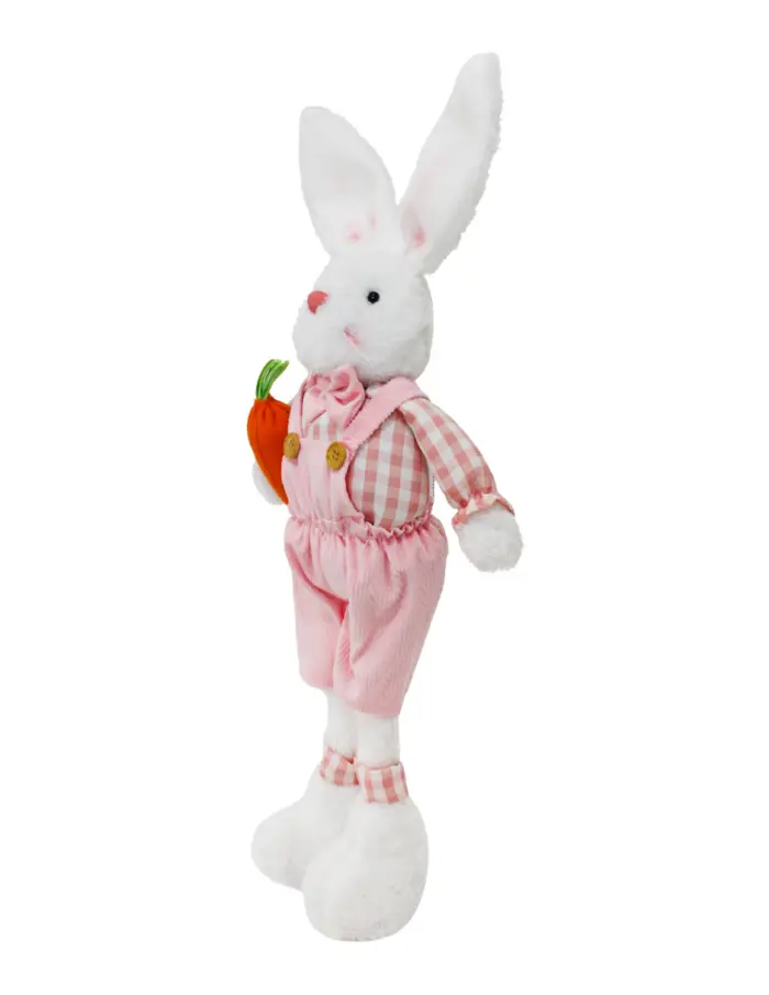 Conejo de tela de pie con traje rosa con zanahoria de 6x17x53cm - Image 2