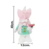 Gnomo de tela con traje verde y sombrero rosa con orejas de conejo de 6x17x38cm - Image 4