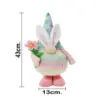 Gnomo de tela con traje de colores con orejas de conejo playera rosa de 10x21x43cm - Image 4