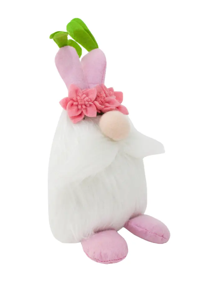 Gnomo de tela con barba blanca y sombrero de zanahorias rosas de 14x14x27cm - Image 2