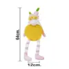 Gnomo de tela sentado con barba amarilla  sombrero de zanahorias con patas colgantes de 10x19x64cm - Image 4