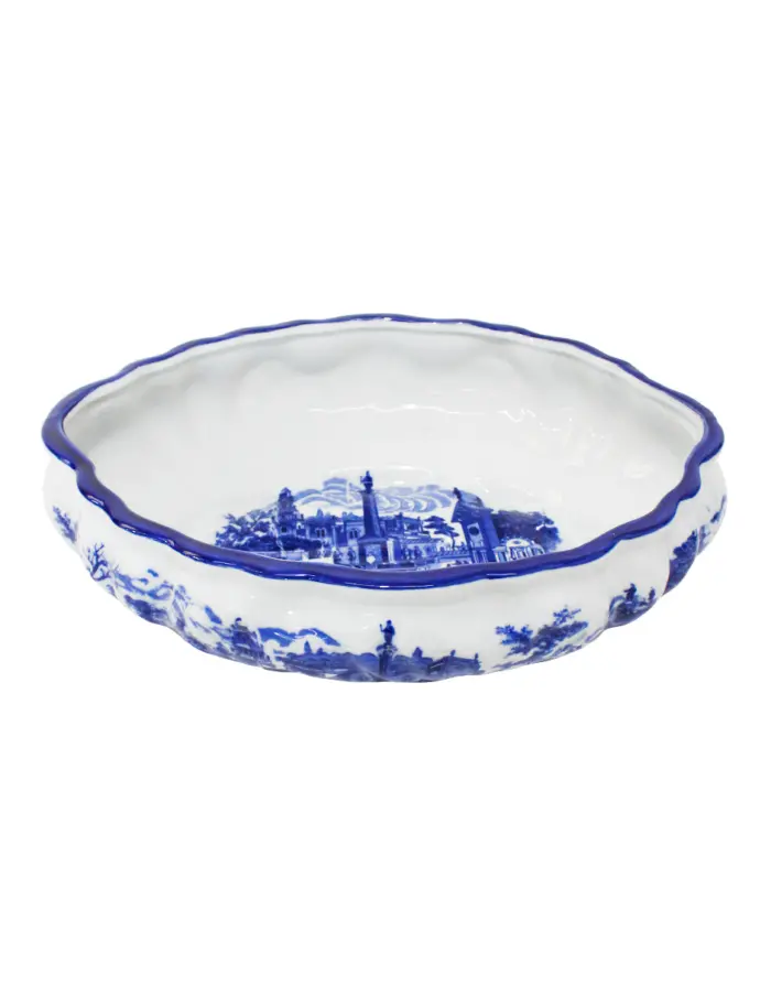 Aguamanil de porcelana con paisaje en azul de 30x18/34x14cm - Image 2