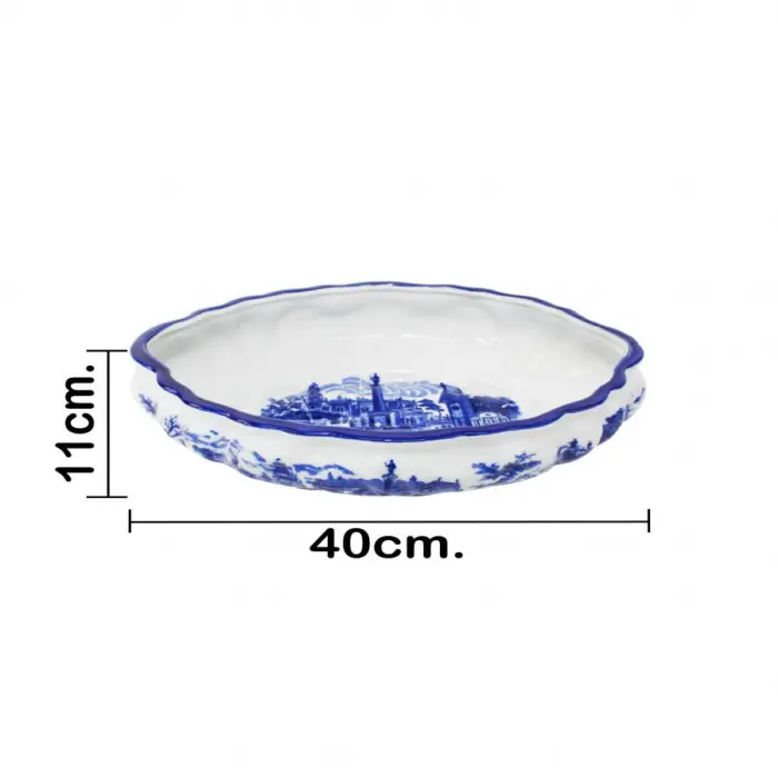 Aguamanil de porcelana con paisaje en azul de 30x18/34x14cm - Image 4