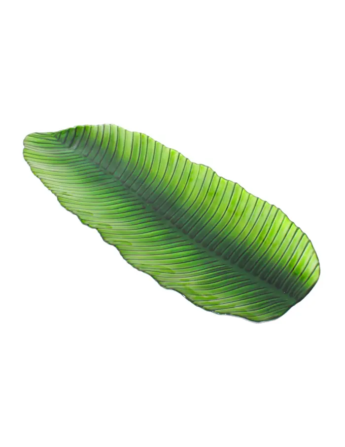Plato de melamina diseño hoja larga verde de 19x48x3cm - Image 2