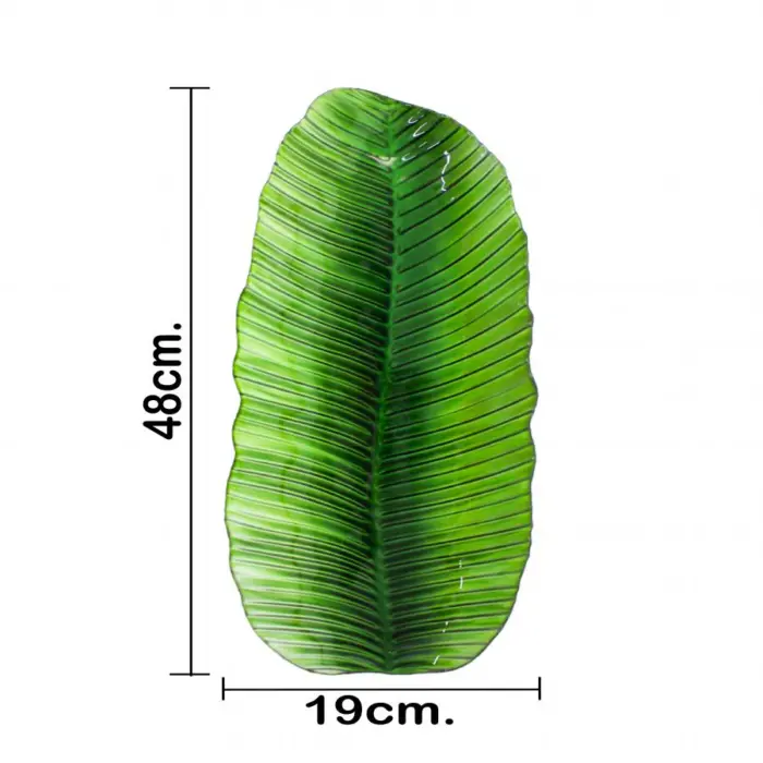 Plato de melamina diseño hoja larga verde de 19x48x3cm - Image 4
