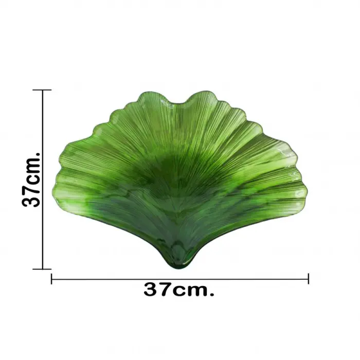 Plato de melamina diseño hoja verde de 37x37x6cm - Image 4