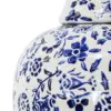 Tibor de cerámica estampado flores blanco con azul de 15x15x28.5cm - Image 3