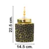 Tibor de cerámica dorado diseño panal con tapa dorada de 14.5x14.5x22.5cm - Image 2