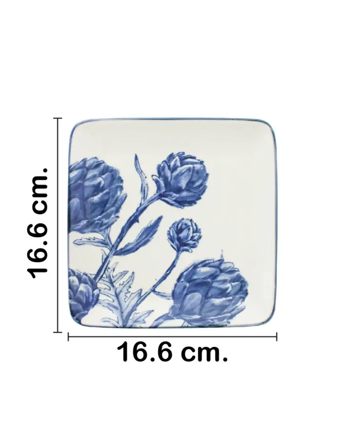 Plato cuadrado diseño alcachofa azul de 16.6x16.6x1.8cm - Image 2