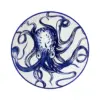 Bowl de cerámica blanco con diseño de pulpo azul de 22.3x22.3x5.1cm - Image 3