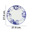Plato de cerámica blanco con azul diseño tentáculos de 27.8x27.8x3cm - Image 2