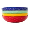Juego de 4 bowls de ceramica rojo amarillo verde y azul garigoleado de 22.3x22.3x5.1cm - Image 3