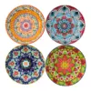 Juego de 4 bowls de ceramica rojo amarillo verde y azul garigoleado de 22.3x22.3x5.1cm - Image 4