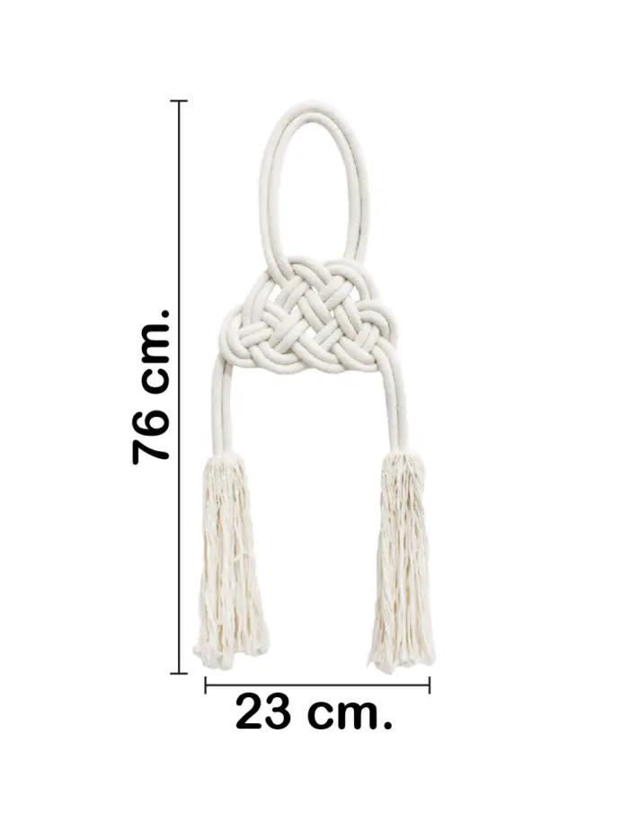 Colgante de macrame diseño nudos con borlas de 76x23x2cm - Image 2