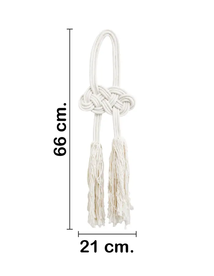 Colgante de macrame diseño nudos con borlas de 66x21x2cm - Image 2