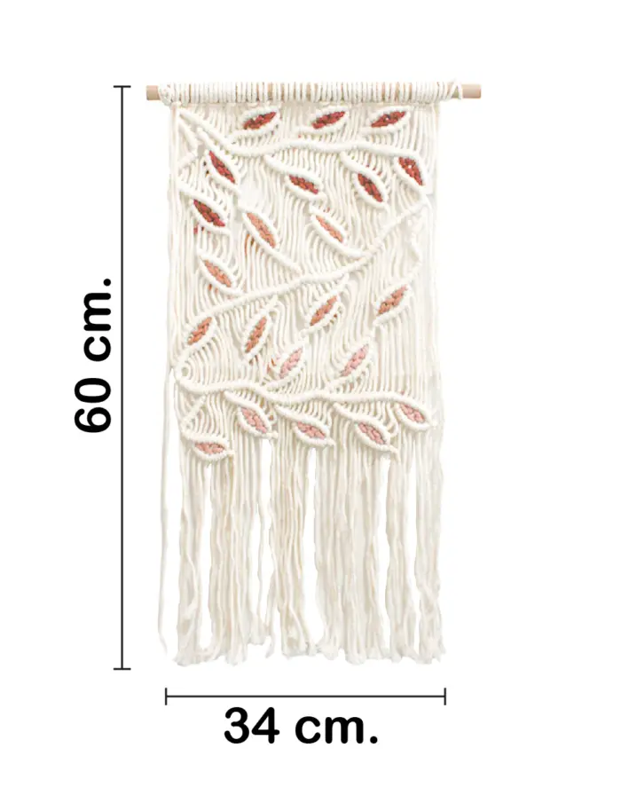 Colgante de macrame diseño hojas de colores de 60x34x1cm - Image 2