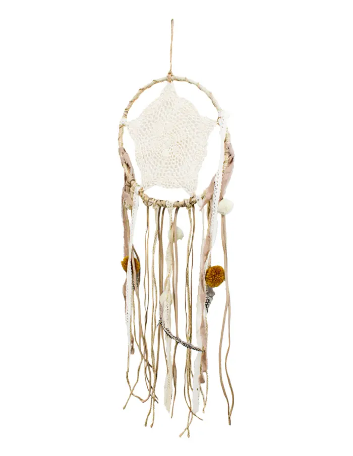 Atrapasueños de macrame con pompones y tiras de 80x28.5x3cm - Image 4