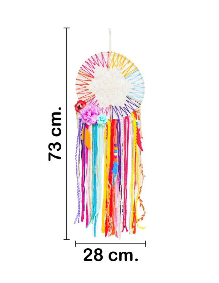 Atrapasueños con listones de colores y flores de 73x28x3cm - Image 2