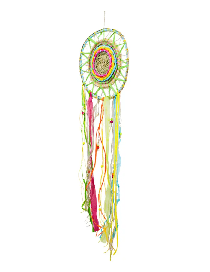 Atrapasueños con tiras de colores y conchitas de 115x35x1cm - Image 4