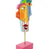 Decoración de rostros abstractos de colores vivos con base rosa de 15x7x38cm - Image 3