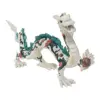 Dragón chino de poliresina blanca con verde de 43x11x20.5cm - Image 3