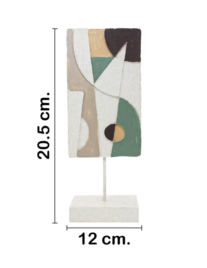 Escultura de poliresina abstracta en tonos verdes y beige de 12x7x29.5cm - Image 2