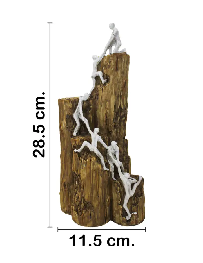Escultura de poliresina con hombres escalando en equipo de 11.5x11.5x28.5cm - Image 2
