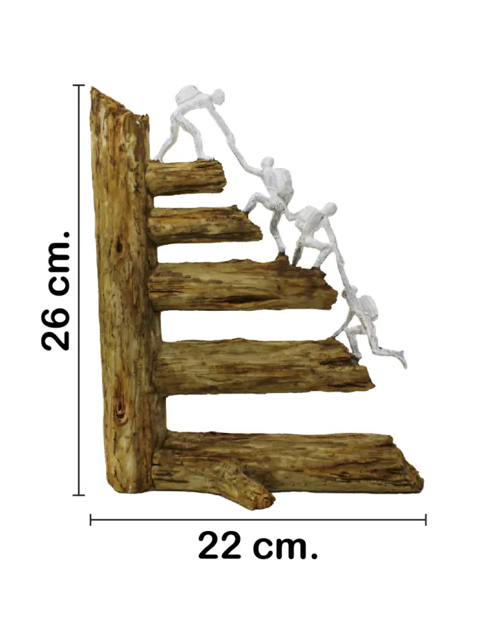 Escultura de poliresina con hombres escalando en equipo de 22x6.5x26cm - Image 2