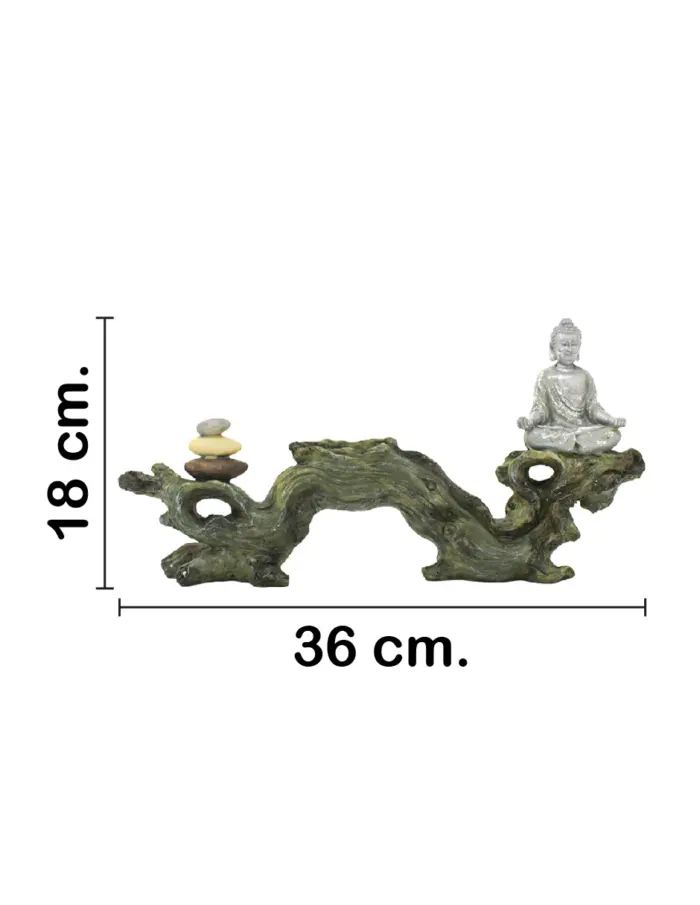Tronco con buda de poliresina con porta vela de 36x7.5x18cm - Image 2