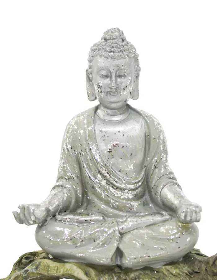 Tronco con buda de poliresina con porta vela de 36x7.5x18cm - Image 4