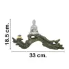 Buda plateado sentado en rama de bonsái con pirámide de piedras de 33x7x18.5cm - Image 2