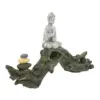 Buda plateado sentado en rama de bonsái con pirámide de piedras de 33x7x18.5cm - Image 3