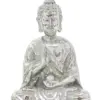 Buda plateado sentado en rama de bonsái con pirámide de piedras de 33x7x18.5cm - Image 4