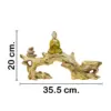 Buda dorado sentado en rama de bonsái con pirámide de piedras de 35.5x7x20cm - Image 2