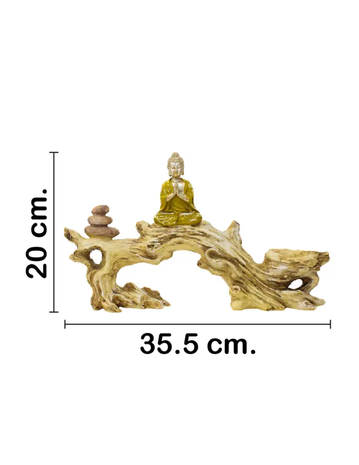 Tronco con buda de poliresina con porta vela de 35.5x7x20cm - Image 2