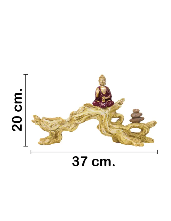 Tronco con buda de poliresina con porta vela de 37x8.6x20cm - Image 2