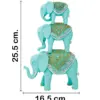 Torre de elefantes color verde turquesa de 16.5x6.5x25.5cm - Image 2