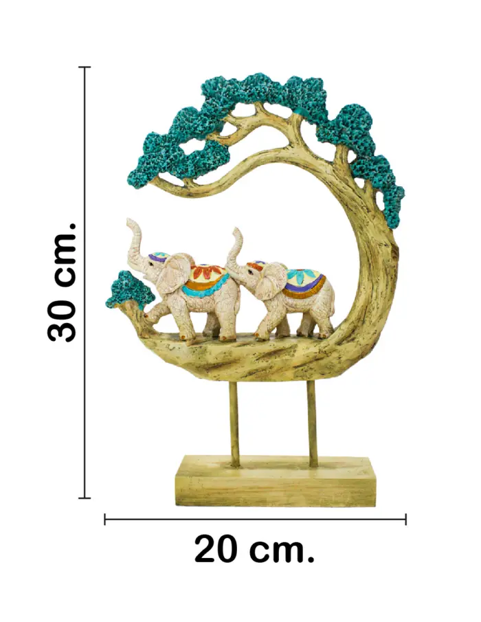 Elefantes sobre base árbol de poliresina de 20x5x30cm - Image 2