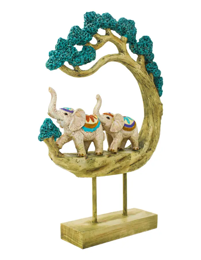 Elefantes sobre base árbol de poliresina de 20x5x30cm - Image 3